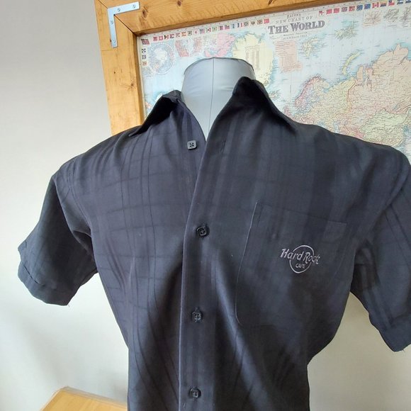 Hard Rock Cafe Black Collar Short Sleeve Plaid Las Vegas Location Men's Small - Picture 2 of 13